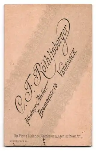 Fotografie C. F. Röthlisberger, Vegesack, Bremerstrasse 14, Porträt eines Jungen