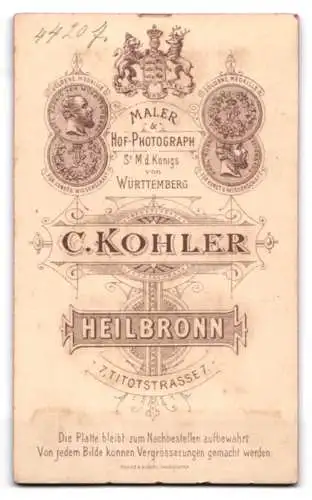 Fotografie C. Kohler, Heilbronn, Titotstrasse 7, Porträt eines bärtigen Mannes