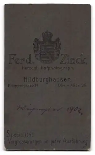 Fotografie Ferd. Zinck, Hildburghausen, Knappengasse 14, Porträt einer älteren Dame