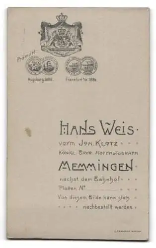 Fotografie Hans Weis, Memmingen, Porträt eines älteren Herrn mit Hut