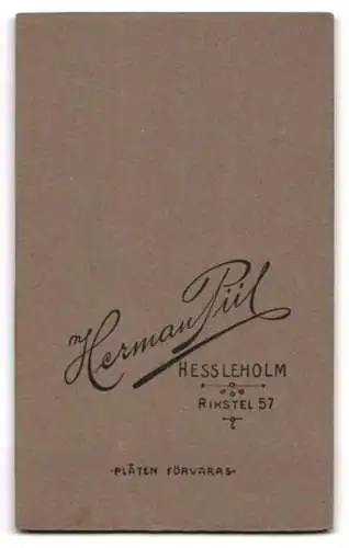Fotografie Herman Pül, Hessleholm, Rikstel 57, Porträt eines eleganten Herrn
