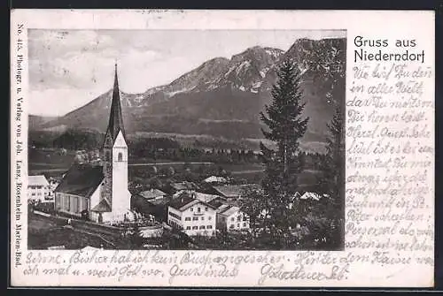 AK Niederndorf, Totalansicht der Gemeinde, Kirche