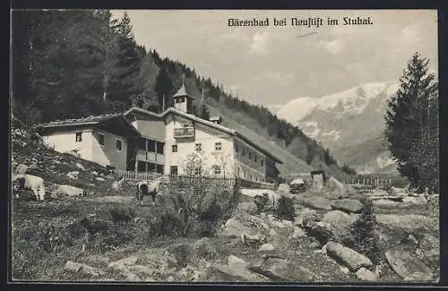 AK Bärenbad bei Neustift im Stubai, Blick auf grosses Gebäude