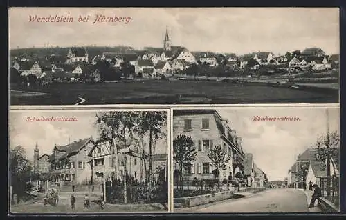 AK Wendelstein / Nürnberg, Panorama, Schwabacherstrasse, Nürnbergerstrasse