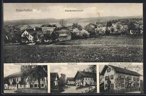 AK Osterhofen / Allgäu, Dorfpartie, Gasthaus v. Gg. Sonner, Krämerei v. Resenberger