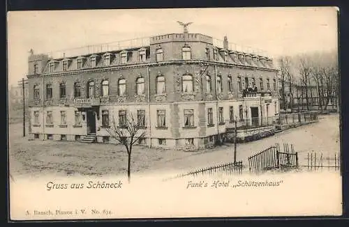 AK Schöneck / Vogtl., Funk`s Hotel Schützenhaus