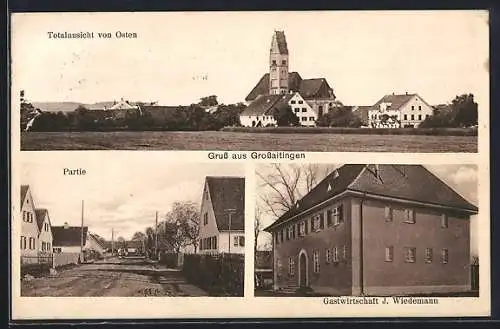 AK Grossaitingen, Gasthaus J. Wiedemann, Strassenpartie, Ortsansicht