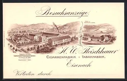 AK Eisenach, Cigarren- und Tabakfabrik H. W. Fleischhauer, Besuchsanzeige