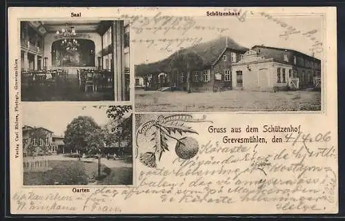 AK Grevesmühlen, Gasthof Schützenhaus mit Saal und Garten