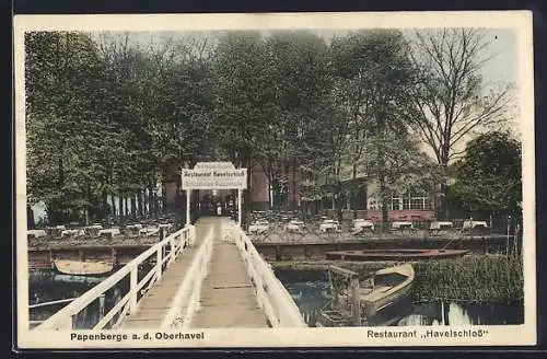 AK Papenberge a. d. Oberhavel, Das Restaurant Havelschloss mit Terrasse, Inh. H. Dannenberg