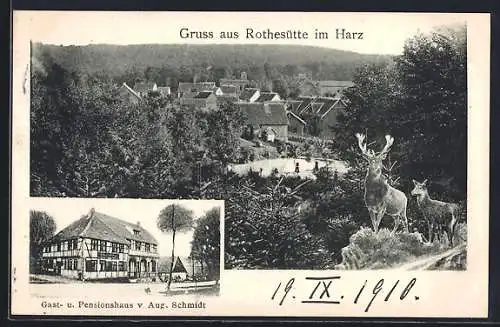 AK Rothesütte im Harz, Gast- u. Pensionshaus Aug. Schmidt