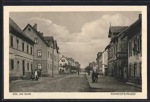 AK Zeil am Main, Bahnhofstrasse mit Anwohnern