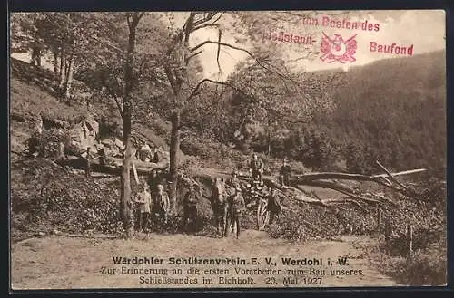 AK Werdohl, Werdohler Schützenverein e. V. Zur Erinnerung an die ersten Vorarbeiten zum Bau unseres Schiessstandes 1927