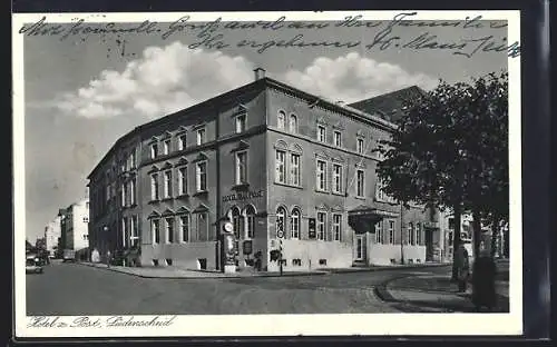 AK Lüdenscheid, Hotel zur Post mit Strassenpartie