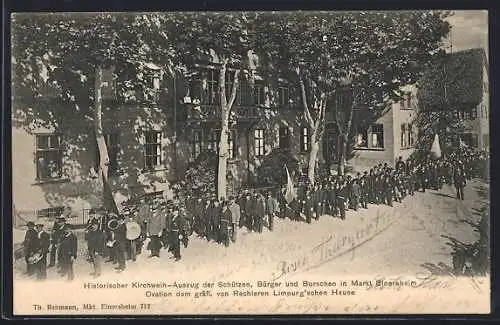 AK Markt Einersheim, Historischer Kirchweih-Auszug der Schützen, Bürger und Burschen