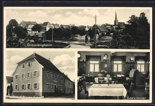 AK Grosslangheim, Gasthof Bruno Schmitt, Inneres Gastzimmer, Teilansicht