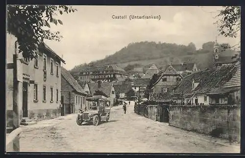 AK Castell / Unterfranken, Automobil auf einer Strasse