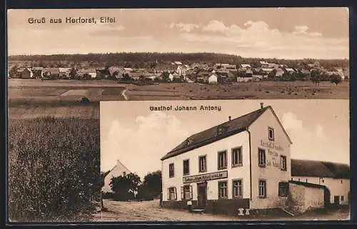 AK Herforst /Eifel, Gasthof Johann Antony und Totalansicht