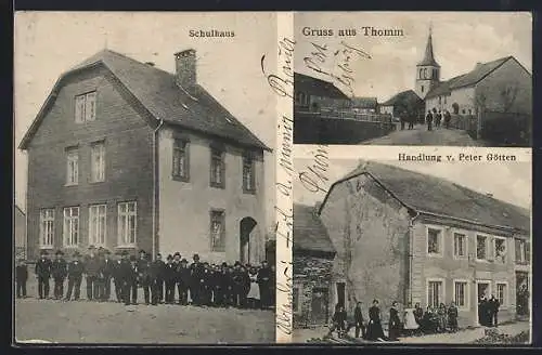 AK Thomm, Geschäft von Peter Götten, Schulhaus und Kirche