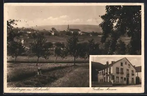 AK Schillingen im Hochwald, Gasthaus Massem und Ortsansicht aus der Ferne