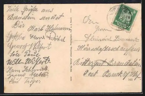 AK Bernstein / Wald, Gasthof zum Frankenwald, Inh.: Heinrich Schmidt, Textilwarenhandlung v. Friedrich Thüroff