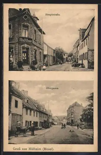 AK Mülheim / Mosel, Hauptstrasse an der Handlung Alfred Allmeier, Blick in die Obergasse