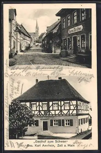 AK Zeil a. Main, Gasthaus zum Schwan, Strassenpartie