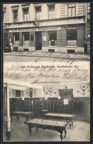 AK München, Cafe-Restaurant Englbrecht, Goethestrasse 28, mit Billardsaal