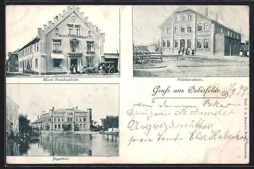 AK Oebisfelde, Hotel Frankenfeldt, Jägerhof und Schützenhaus