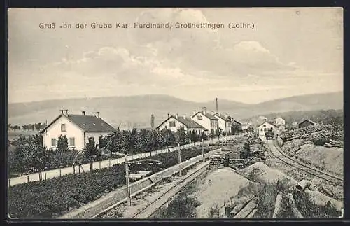 AK Grosshettingen /Lothr., Ortspartie bei der Grube Karl Ferdinand