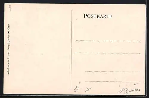 AK Mettmach, Handlung Bachleitner, Kirchenplatz, Totalansicht