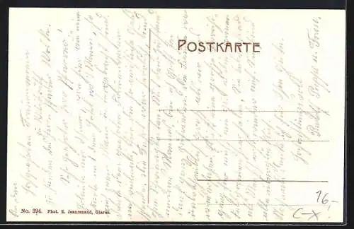 AK Linthal, Gasthaus zum Klausen v. N. Stüssi, Totalansicht gegen Selbsanft, Tödi und Kaumerstock