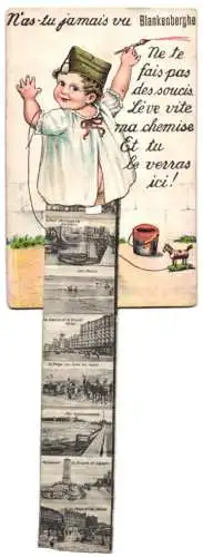 Leporello-AK Blankenberghe, Rue de l`Eglise, Continental & Palace Hotel, le port, les bains, le casino et le Grand Hotel