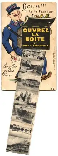 Leporello-AK Béziers, Place Jean Jaurés, Hotel de Ville, Kiosque à Musique, Cathédrale St. Nuzaire