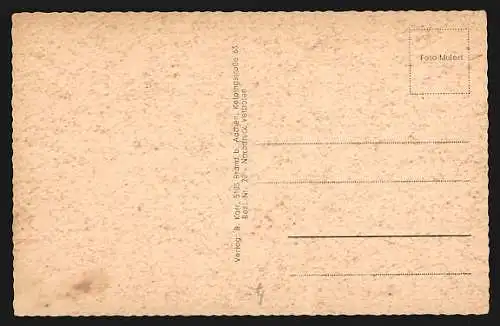 AK Alsdorf-Kellersberg, Strassenpartie mit Geschäften, Kirche, Schule