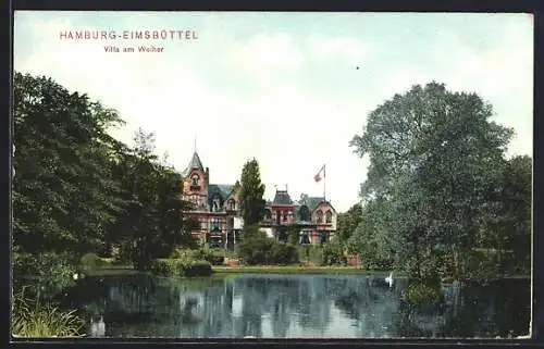 AK Hamburg-Eimsbüttel, Villa am Weiher