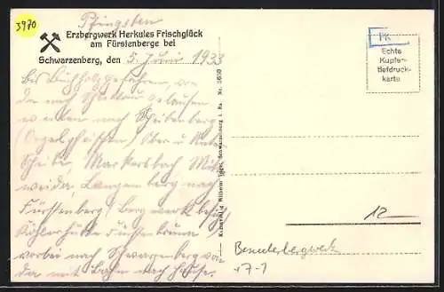 AK Schwarzenberg / Sa., Besucherbergwerk Herkules Frischglück Fürstenberg, Abteufen unter Sohle d. Frischglückstollens