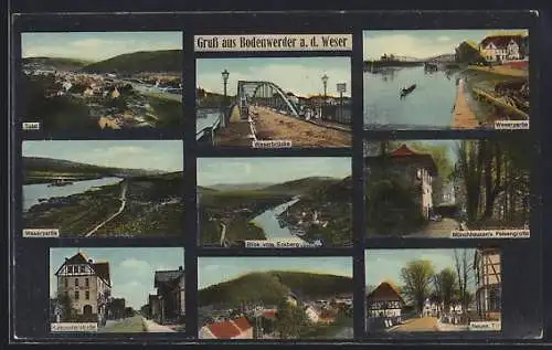 AK Bodenwerder a. d. Weser, Münchhausens Felsengrotte, Weserbrücke, Neues Tor