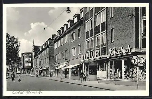 AK Osterfeld / Oberhausen, Blick in die Gildenstrasse mit Apotheke u. Warengeschäften