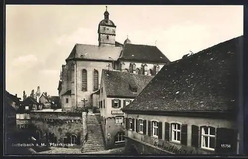 AK Dettelbach a. M., Pfarrkirche mit Bankgeschäft