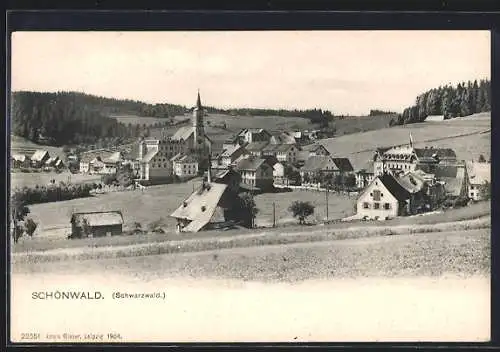 AK Schönwald /Schwarzwald, Teilansicht mit Kirche