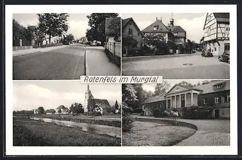 AK Rotenfels / Murgtal, Teilansicht mit Kirche, Strassenpartie