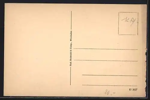 Lithographie Schierstein, Restauration von Albert Ermert W, Gartenwirtschaft, Krieger Denkmal