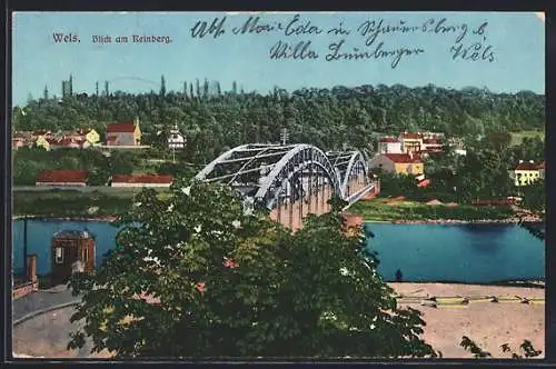 AK Wels, Blick am Reinberg, Brücke