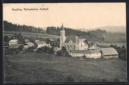 AK Kopfing im Innkreis, Ortsansicht mit Kirche