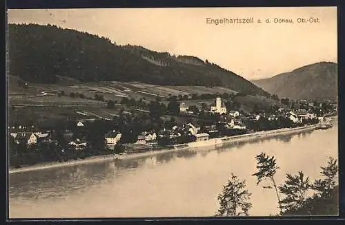 AK Engelhartszell a. d. Donau, Totalansicht am Fluss