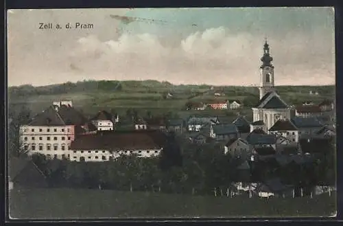 AK Zell a. d. Pram, Ortsansicht mit Kirche