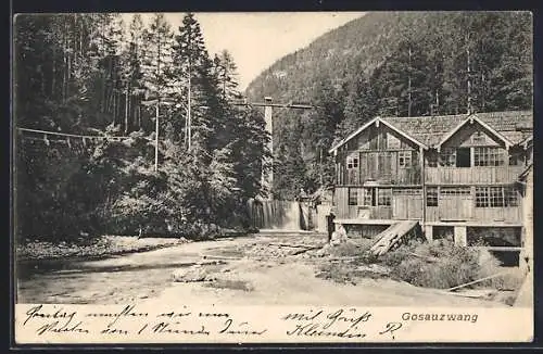 AK Hallstatt /O.-Oe., Gosauzwang, Partie mit Brücke