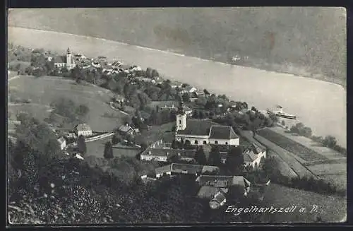 AK Engelhartszell a.d. Donau, Ortsansicht aus der Vogelperspektive