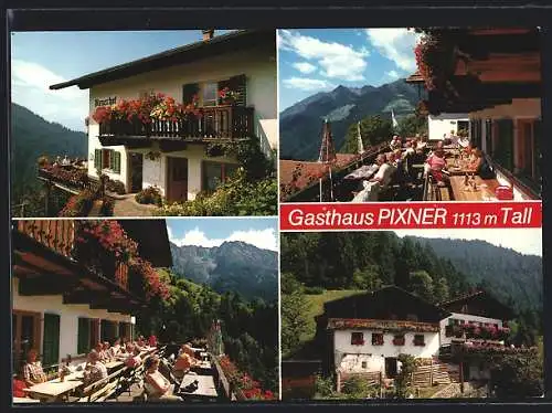 AK Schenna /Tall, Gasthaus Pixner, Terrasse, Ortspartie